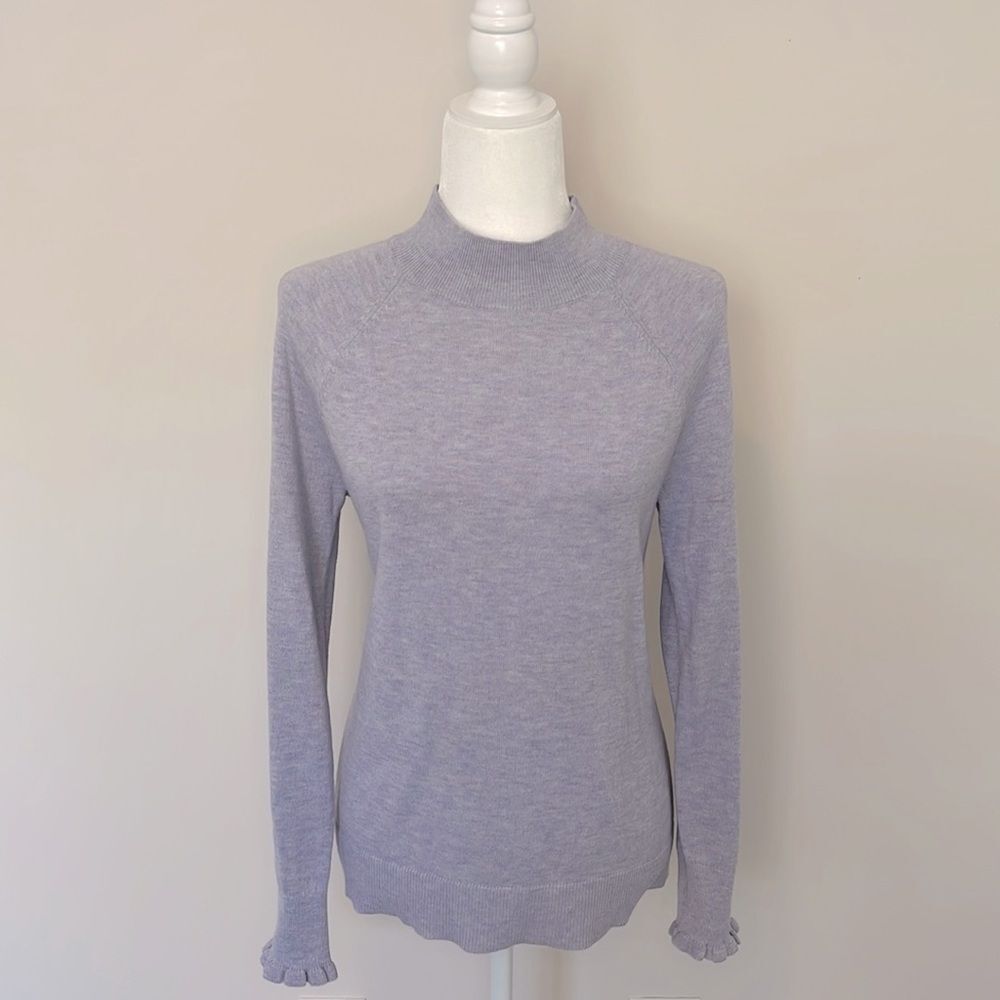 EUC Loft Ruffle Cuff Mock Neck Sweater | Medium